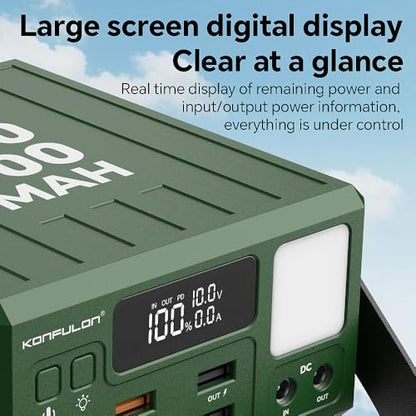 High Capacity Power Bank 100000mAh Fast Charging 22.5W PD 20W Portable USB C Battery Packs with 7 Outputs & LCD Display Battery Bank for iPhone, Samsung, iPad ,Macbook & Outdoors Camping (GREEN) | 7 Outputs & LCD Display ,DC output & Input ,Big Battery ,F