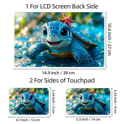 Universal Laptop Skin Sticker Decal, 12"-15.6" Aesthetic Vinyl Wrap, Cute Sea Turtle Starfish Water Waterproof Notebook Cover Art Protector for MacBook HP Dell Lenovo, Fits 13" 14" 15" 15.6" - color: Cute Sea Turtle Starfish Water