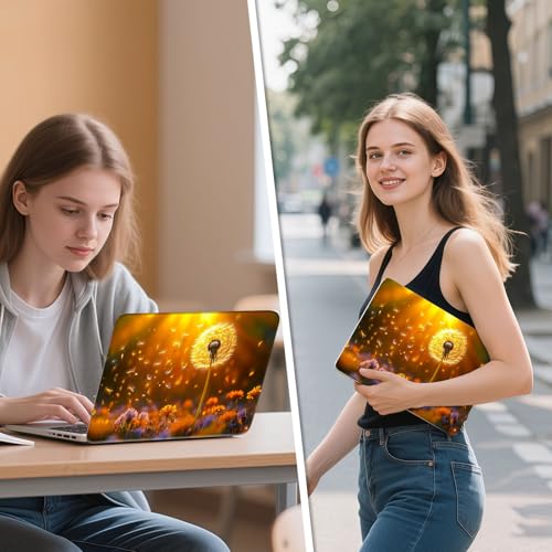 Universal Laptop Skin Sticker Decal, 12"-15.6" Aesthetic Vinyl Wrap, Glowing Dandelion Sunset Waterproof Notebook Cover Art Protector for MacBook HP Dell Lenovo, Fits 13" 14" 15" 15.6" - color: Glowing Dandelion Sunset