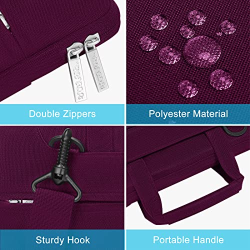MOSISO Laptop Shoulder Bag, 13.3 inch Laptop Bags | Compatible with MacBook Neo 13/Air, HP Dell ASUS, 13-14 inch Computer Bags Polyester Sleeve Bag with Trolley Sleeve, Burgundy
