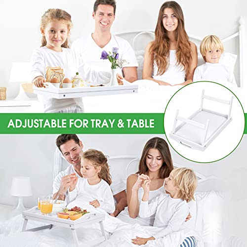 Artmeer Bed Tray Table with Foldable Legs,Bamboo Breakfast Tray with Handles Ideal for Sofa, Bed, Eating,Working,Used As Laptop Desk Snack Tray 2 Pack(White) - color: White-2 Pack
