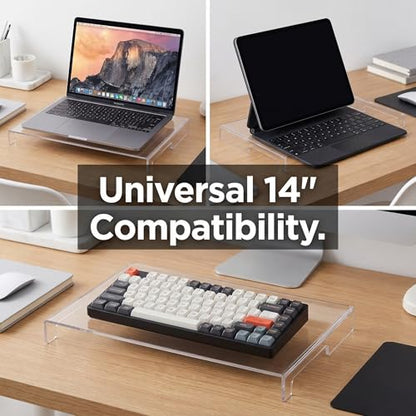 Veemoon 14inch Laptop Keyboard Cover Clear Acrylic Laptop Dust Cover Cat Keyboard Protector Waterproof Computer Case Desktop Protective Accessories for Home School Office (13.8 * 9.8 * 0.6 Inch)