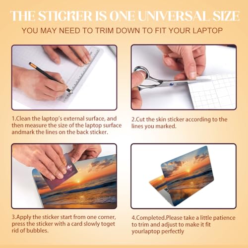 SUPERDANT Laptop Skin Sticker Laptop Decals Sunrise Beach Personalized Universal Notebook Computer Wrap Vinyl Skin Stickers Cover Art Decal Removable 12-15.6 Inch Waterproof Scratch-Resistant Gifts - style: Sunrise Sea