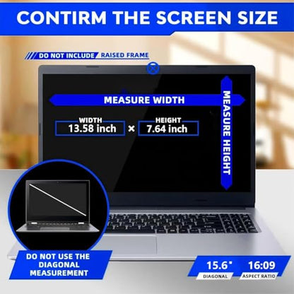 15.6-inch Magnetic Privacy Screen, Suitable for laptops with a 16:9 Detachable Anti-Glare Filter, Reduces Blue Light/Compatible with HP, Dell, Acer, Asus, Samsung, Lenovo and Other laptops.
