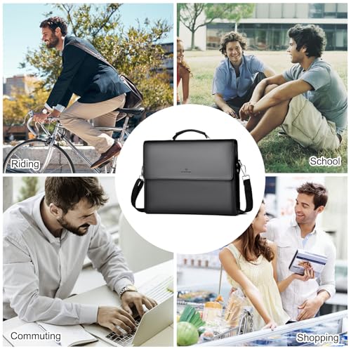 FANDARE Laptop Briefcase Men Notebook Case PU Leather Document Case Cross-Body Shoulder Messenger Bag 12.9 inch Laptop Handbag Work Travel Business School Professional Waterproof Bag Black - color: Black