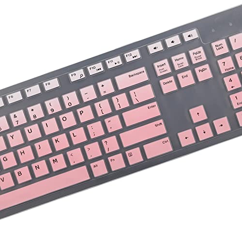 Keyboard Cover Skin for Dell KM636 KB216 KB216t KB216d KB216p Wired & Wireless Keyboard, Dell Optiplex 5250 3050 3240 5460 7450 7050, Dell Inspiron Desktop 24" 27" 5400 5490 7700 7790 3475 3670 3477 - color: Gradual Pink