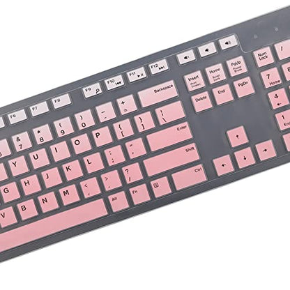 Keyboard Cover Skin for Dell KM636 KB216 KB216t KB216d KB216p Wired & Wireless Keyboard, Dell Optiplex 5250 3050 3240 5460 7450 7050, Dell Inspiron Desktop 24" 27" 5400 5490 7700 7790 3475 3670 3477 - color: Gradual Pink