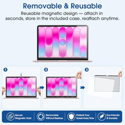 amFilm Magnetic Privacy Screen Protector for MacBook Neo 13'' 2026 | Scratch Protection, Easy to Instllation & Bubble Free, HD Clear, Ultra Thin (Privacy 13 inch) - size: Privacy 13 inch