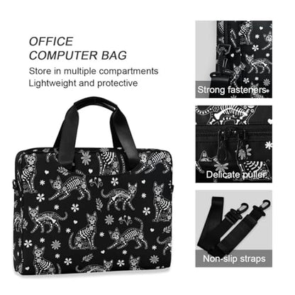 Laptop Case 15.6 inch Computer Bag | Waterproof Laptop Briefcase Laptop Bag for Women & Men - color: Death Halloween Cats Gothic 1