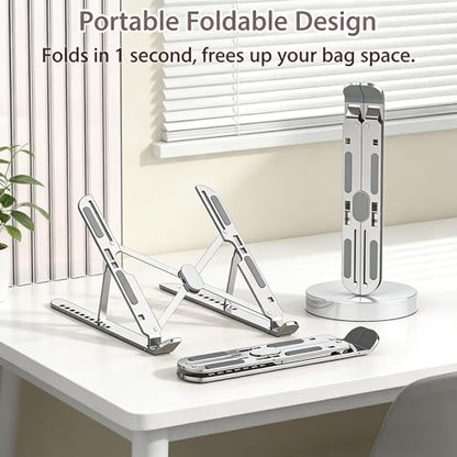 Ergonomic Foldable Computer Stand, 10-Level Height Adjustable Aluminum Laptop Stand, Compatible with 17.3 Inch Laptops, Tablets & Drawing Tablets, for MacBook, HP, Lenovo, Dell (Silver) - color: Silver