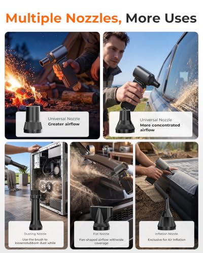 [Upgrade] DooGooCoo Compressed Air Duster, [Mini But Powerful] 150000RPM Brushless Motor & 8000Mah Powered Battary, Cordless 5 Speed Adjustable Blower for Computer, Keyboard, Home, Outdoor, Car & Bike