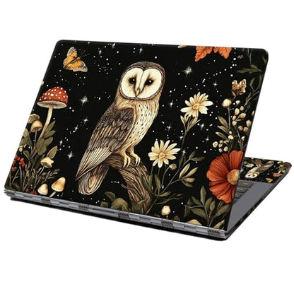 Laptop Skin Sticker Decal 12" 13" 13.3" 14" 15" 15.6",Waterproof Scratch Resistant Vinyl,Reusable Easy to Apply,for MacBook HP Dell Notebooks Netbooks Laptop,2 Wrist Pads,Cute Owl Floral - color: Cute Owl Floral