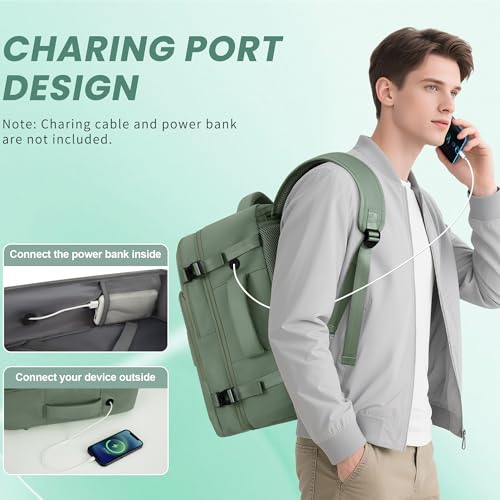 Sinaliy Personal Item Backpack, Carry on Travel Backpack with Multi-Pockets, Waterproof Casual College 16inch Laptop Backpack for Men Women, Army Green | Waterproof 16 Inch Laptop Backpack for Work, College, Weekend, Business, Travel Bag with Wet Pocket,