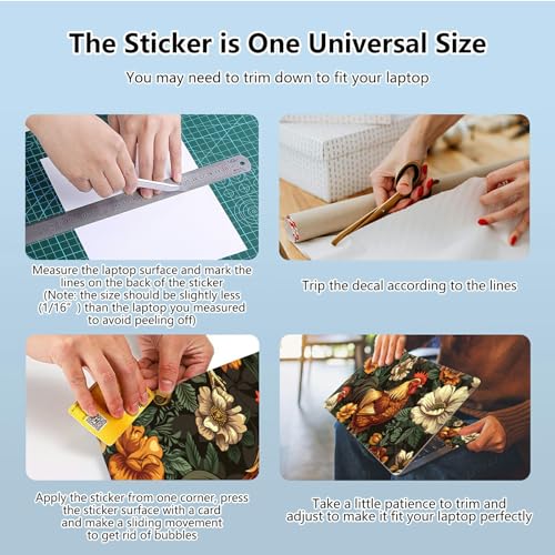 Universal Laptop Skin Sticker with 2 Wrist Pad Skins, Waterproof Scratch Resistant Vinyl Laptop Cover Decal, Cut to Fit for 11–15.6 Inch MacBook HP Dell Lenovo, Cock - color: Cock