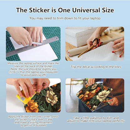Universal Laptop Skin Sticker with 2 Wrist Pad Skins, Waterproof Scratch Resistant Vinyl Laptop Cover Decal, Cut to Fit for 11–15.6 Inch MacBook HP Dell Lenovo, Cock - color: Cock