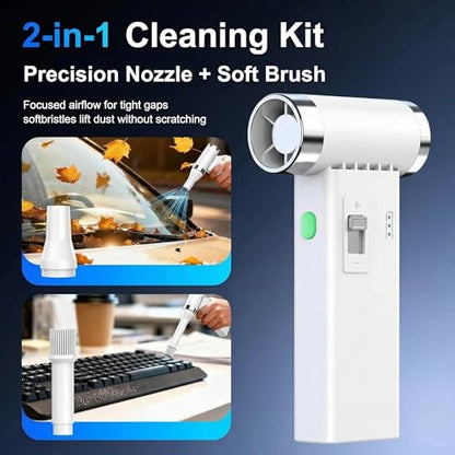Mini Ultra-Slim Electric Compressed Air Duster 150,000RPM Super Power, Rechargeable Cordless Air Duster, Powerful Airflow for Computer, Keyboard, Outdoor, House and Car