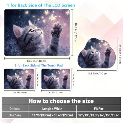 Laptop Skin Sticker Decal 15-15.6 Inch with Cute Mouse Pad, Universal Reusable Vinyl Sticker for 12.1 13 13.3 14 15.4 Inch Netbook and Notebook PC, Cute Cat Butterflies - color: Cute Cat Butterflies