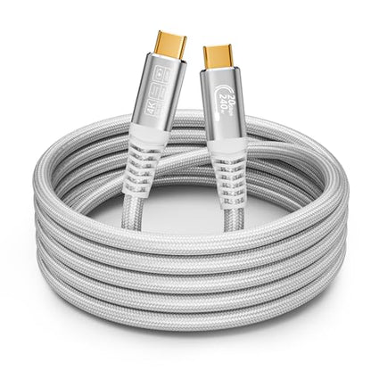 USB c Data Cable 10ft, USB c 3.2 gen 2 usbc to usbc Monitor Cable 4K@144Hz 20Gbps 240W Charging for iPhone 16,Galaxy S25 S24 Tablet,Laptop USBC Monitor Video Display White (10FT/3M) - size: 10FT/3M