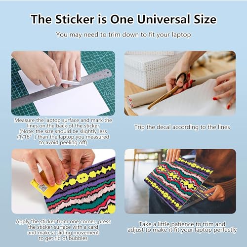 Universal Laptop Skin Sticker with 2 Wrist Pad Skins, Waterproof Scratch Resistant Vinyl Laptop Cover Decal, Cut to Fit for 11–15.6 Inch MacBook HP Dell Lenovo, Geometric Folk Qrnament - color: Geometric Folk Qrnament