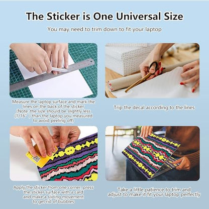 Universal Laptop Skin Sticker with 2 Wrist Pad Skins, Waterproof Scratch Resistant Vinyl Laptop Cover Decal, Cut to Fit for 11–15.6 Inch MacBook HP Dell Lenovo, Geometric Folk Qrnament - color: Geometric Folk Qrnament