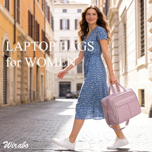 Laptop Bag for Women 17 Inch, Computer Bag, Laptop Messenger Bag, Large Briefcase for Work Office Business Travel - color: Pink