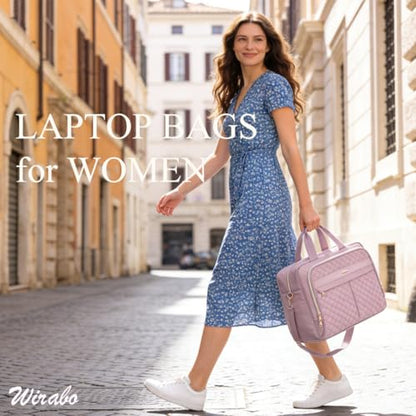 Laptop Bag for Women 17 Inch, Computer Bag, Laptop Messenger Bag, Large Briefcase for Work Office Business Travel - color: Pink