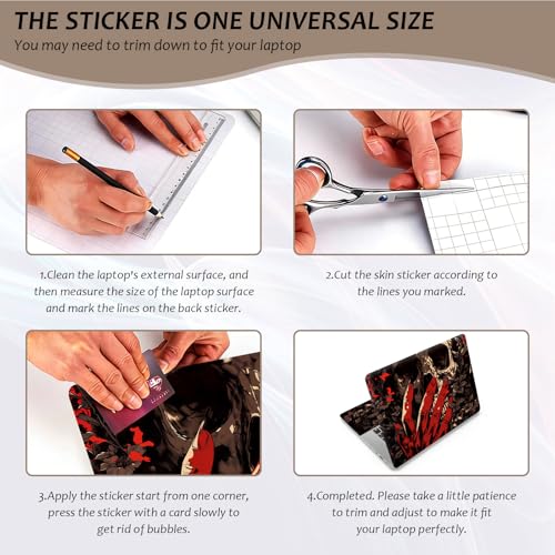 Laptop Skin 12.1-15.6 inch Removable Universal Reusable Laptop Sticker Decal,Waterproof No Residue Vinyl Cover,Scratch-Resistant Cuttable Full Wrap Sticker for Notebook, Dark Floral Skull - color: Dark Floral Skull