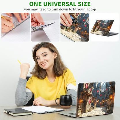 Laptop Skin Sticker Decal, Universal Protective Cover Fit 12 13 14 15.6 Inch Notebook, Reusable Water-Resistant Vinyl Decal w/ 2 Wrist Pads for Business Travel Office, Castle Town - color: Castle Town