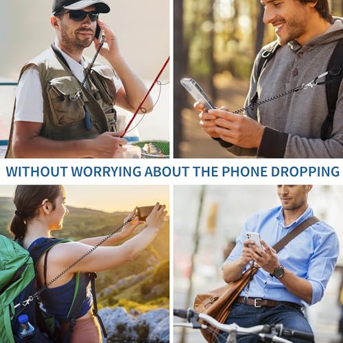 Doormoon Phone Lanyard Tether with 2 TPU Patch, Cell Phone Lanyard with 1 Phone Tether, 2 TPU Patch for Outdoor Hiking Climbing - color: Black-tpu Patch