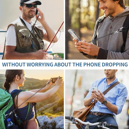 Doormoon Phone Lanyard Tether with 2 TPU Patch, Cell Phone Lanyard with 1 Phone Tether, 2 TPU Patch for Outdoor Hiking Climbing - color: Black-tpu Patch