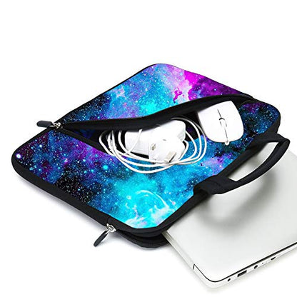 Laptop Sleeves 14 15 15.4 15.6 Chromebook Case Notebook Sleeve PC Messenger Bag Tablet Case Neoprene Handle Sleeve for Men Women, Two Pockets (Blue galaxys) - color: Blue galaxys