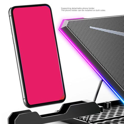 Gaming Laptop Cooling Pad, RGB Laptop Cooler Stand, 8 Levels Height Adjustable, Laptop Cooler with 2 USB Ports for Various Devices from 12 to 19 Inches (14 Fans)