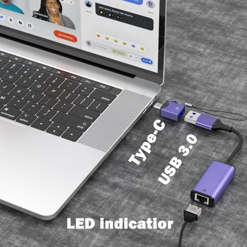 USB C to Ethernet Adapter, USB 3.0 & USB-C to RJ45 Network Adapter