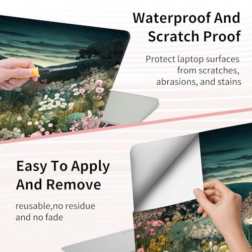 15.6 Inch Laptop Skin Sticker, Reusable Vinyl Cover Protector with 2 Wrist Pad Skins, Removable Waterproof Scratch-Resistant for 12-15.6 Inch Laptop Notebook,Wildflower Field - color: Wildflower Field