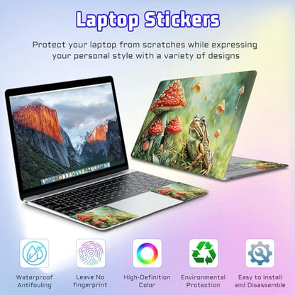 Universal Laptop Skin Sticker Decal, Compatible with MacBook HP Dell Lenovo 12"-15.6", Reusable Vinyl Notebook Cover 3PCS Set, High-Recognition Film-Red Mushroom Frog - color: Red Mushroom Frog