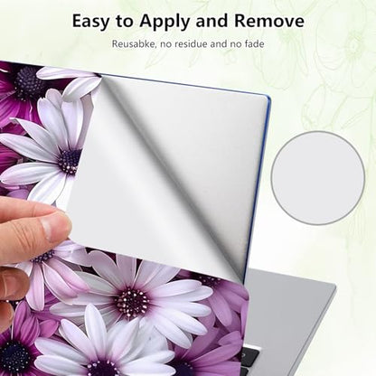 Laptop Skin Sticker Decal, Universal Reusable Vinyl Laptop Cover for 12" 13" 13.3" 14" 15" 15.4" 15.6" Notebook PC, Reusable Waterproof Scratch-Resistant with 2 Wrist Pads,Chrysanthemum Wildflower - color: Chrysanthemum Wildflower