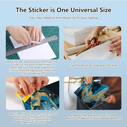 Universal Laptop Skin Sticker with 2 Wrist Pad Skins, Waterproof Scratch Resistant Vinyl Laptop Cover Decal, Cut to Fit for 11–15.6 Inch MacBook HP Dell Lenovo, Golden Blue Marble - color: Golden Blue Marble