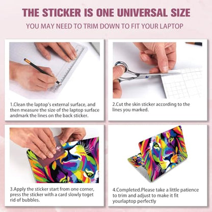 PLIGREAT Colorful Lion Laptop Sticker Decals, 12" 13" 13.3" 14" 15" Laptop Skin Stickers Abstract Paint Universal Removable Vinyl Notebook Art Protector Netbook PC Cover Decal - color: Colorful Lion
