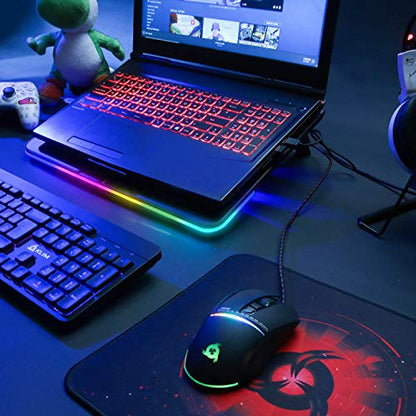 KLIM Aurora + Laptop Cooling Stand with RGB backlighting + 11" - 17" + Gaming Laptop Cooling Pad for Desk + USB Powered Fan + Stable and Sturdy Aluminum Build + Compatible Mac and PS4 + New