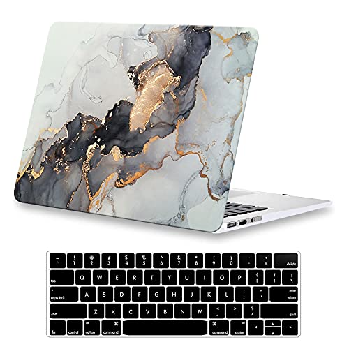 Compatible with MacBook Air 13 inch Case 2021 2021 2020 2019 2018 Release M1 A2337 A2179 A1932, Protective Plastic Hard Shell Case & Keyboard Cover, Has Logo Cutout, Blue Gold Marble - color: 01 Blue Gold