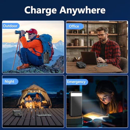 LQHUE Power Bank 60000mAh 22.5W Fast Charging Portable Charger with Flashlight, 4 Outputs & 3 Inputs LED Display Huge Capacity External Battery Pack for Most Electronic Devices on The Market