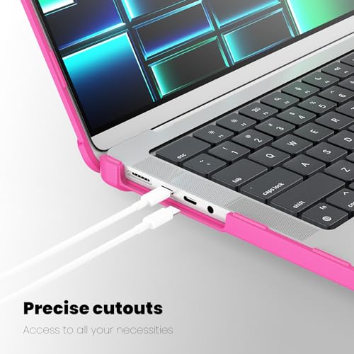 Batianda Heavy Duty Case for New MacBook Pro 16 inch 2026 M5 2024 M4 M3 M2 M1 Pro Max Chip - Starry Dot-Matrix Cover with PU Leather Spine & Foldable Stand - Full Protection Anti-Collision, Pink - color: Pink