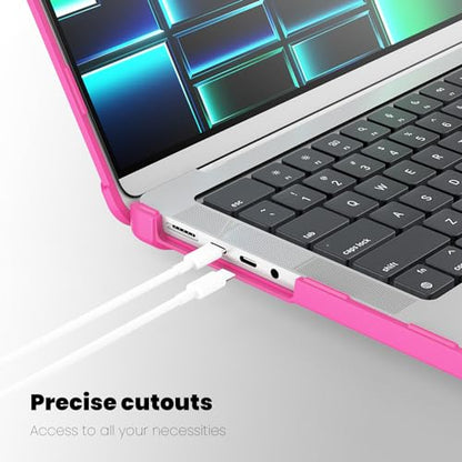 Batianda Heavy Duty Case for New MacBook Pro 16 inch 2026 M5 2024 M4 M3 M2 M1 Pro Max Chip - Starry Dot-Matrix Cover with PU Leather Spine & Foldable Stand - Full Protection Anti-Collision, Pink - color: Pink