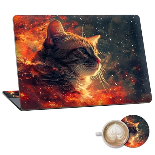Laptop Skin Sticker Decal 15.6 Inch,12 13 13.3 14 15 15.6 in Laptop Netbook Skins for Notebook,Art Decal Removable Waterproof Scratch Resistant,Universal Vinyl Cover,Cute Fire Cat - color: Cute Fire Cat