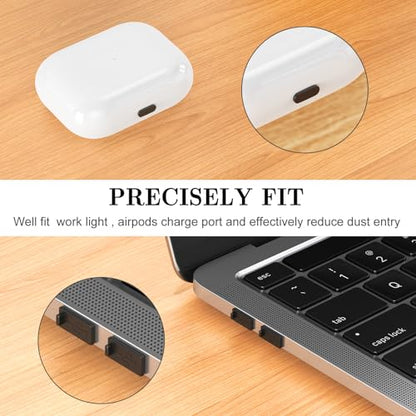 8 Pack Anti-Dust Plugs for Dewalt Work Light, Charging Port Cover Caps Protector Compatible with USB-C & USB-A Ports on Laptops, Phones, AirPods, Power Tools and More