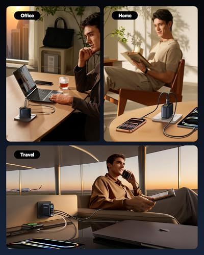 Baseus Picogo 140W USB C Charger, 4-Port Multi-Device Fast Charging Laptop Charger with Smart Display & Touch Control, GaN Power Adapter for MacBook Pro, iPhone 17/16, Pixel, Steam Deck - size: 140W