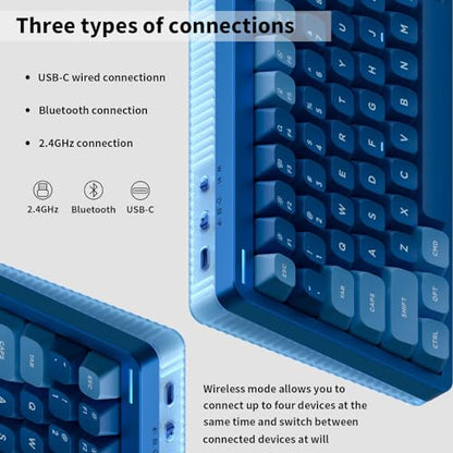 nuphy Halo75 V2 Mechancial Gaming Kyeboard,75% Wireless Hot Swappable Bluetooth Keyboard,83 Kyes RGB Backlit Keyboard,Support Bluetooth/2.4GHz/USB-C (Blue, Raspberry (46gf)) - color: Blue, size: Raspberry (46gf)