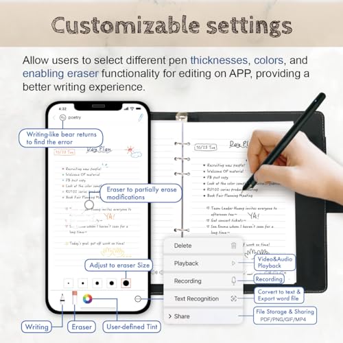 Ophaya Digital Smart Pen Smart Notebook and Board Writing Set for Note Taking | Gifts for Adults Women Men Coworkers Teachers Students Friends | Sync Paper Notes to Phone Instantly | Convert to Text - size: 3in1 set