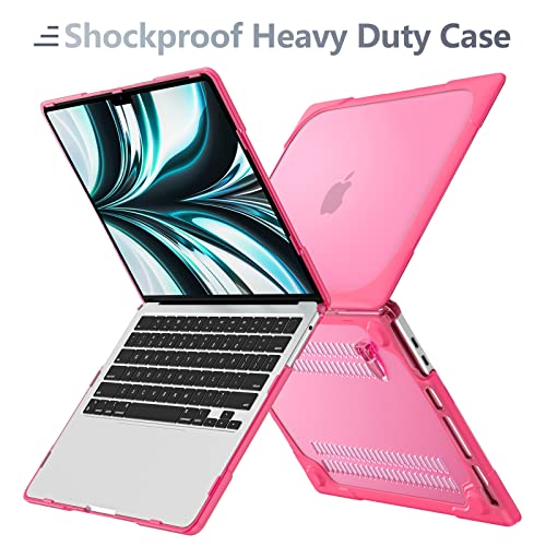 Batianda Heavy Duty Case for MacBook Pro 13 inch 2022 2020, Pink | Ergonomic Foldable Stand Holds 22 lbs, Shockproof Bumper, Matte Translucent Hard Shell, Fits M1/M2 A2338/A2251/A2289 Model - color: Rose