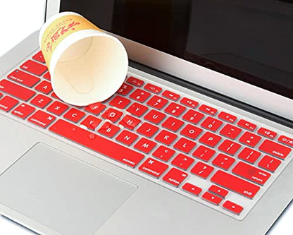 MOSISO Silicone Keyboard Cover Compatible with MacBook Air 13 inch A1466 A1369 2010-2017&Compatible with MacBook Pro 13/15 inch (with/Without Retina Display, 2015 or Older Version), Red - color: Red